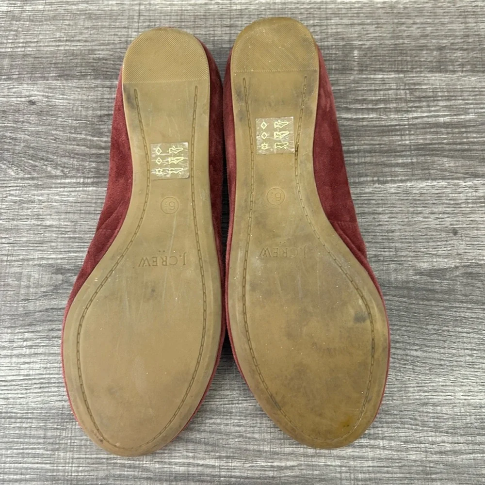 J. Crew Plum Purple Cece Suede Leather Ballet Flats Slip-On Hidden‎ Wedge 6.5